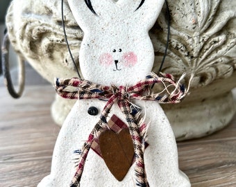 Primitive Easter Bunny Salt Dough Ornament Hanging Easter Decoration