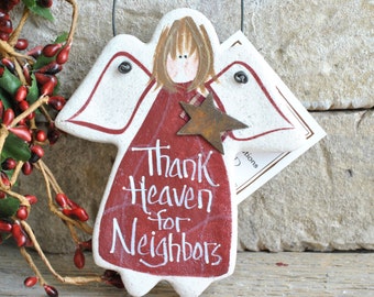 Neighbor Gift Salt Dough Angel Ornament