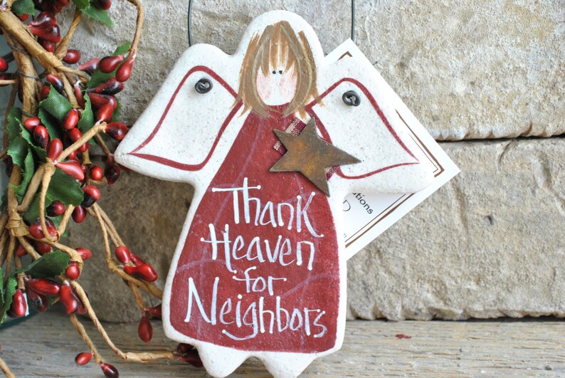 Neighbor Gift Salt Dough Angel Ornament image 1