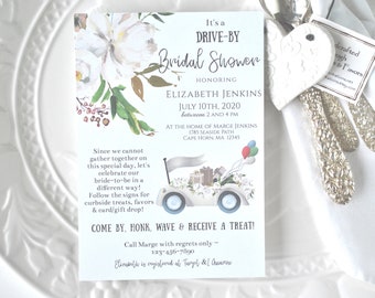 Printable Drive By Bridal Shower Invitation Instant Download Template Printable Digital Template, Corjl A121