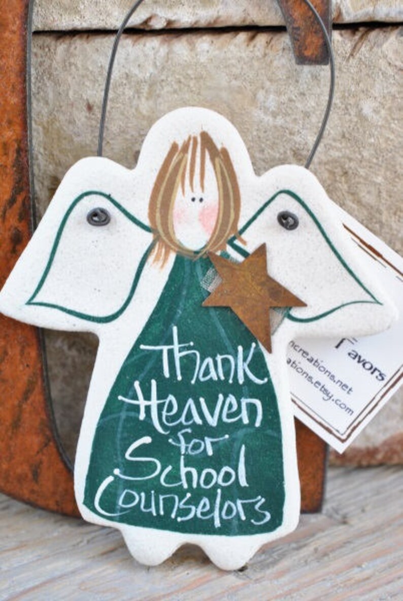 School Counselor Gift Salt Dough Angel Ornament