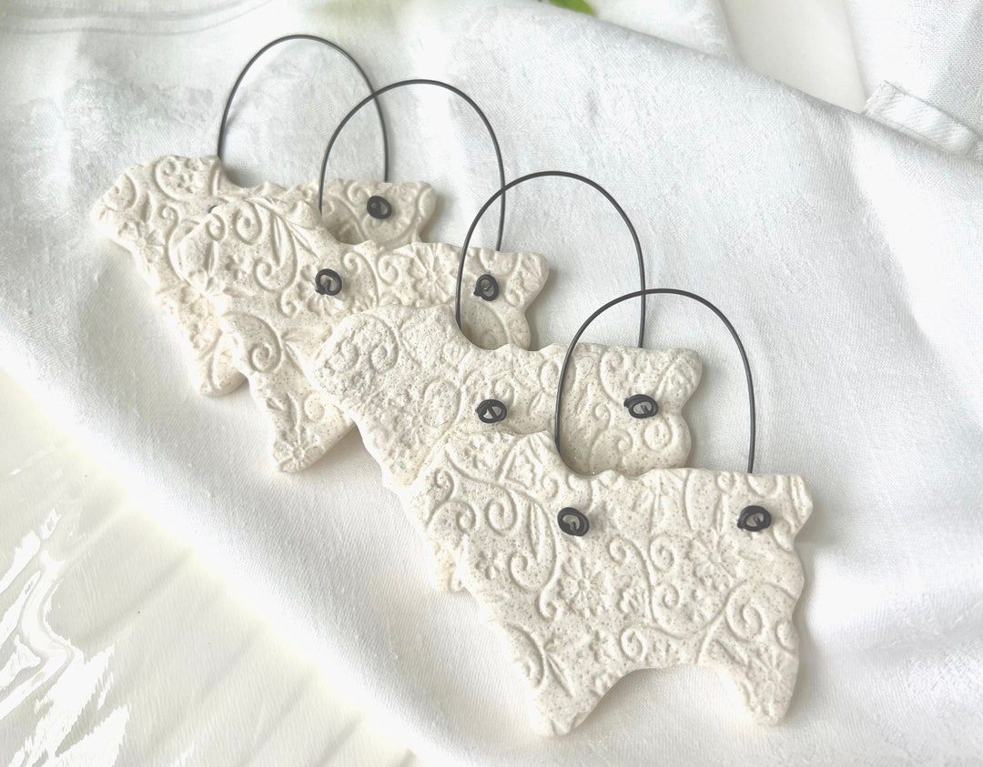 Lamb Baby Shower Favors or Baptism Favors Imprinted Salt Dough Lambs