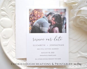 Change the Date Wedding Postponed Template 5x7 Instant Download Editable Invitation DIY Editable Printable Digital Template, Corjl A104