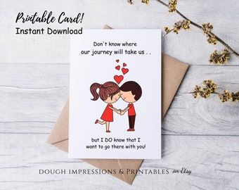 Cute Anniversary or Valentine's Day Card / Printable Card / Instant Download / 2 Sizes Inc. / Template DIY Digital Template
