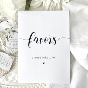 Modern Minimalist Favors Sign Vertical Orientation Printable 100% Editable Sign  5x7 8x10 Template DIY Instant Download, Corjl A104