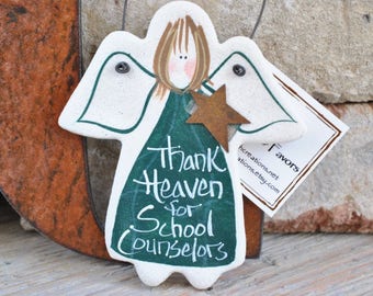 School Counselor Gift Salt Dough Angel Ornament