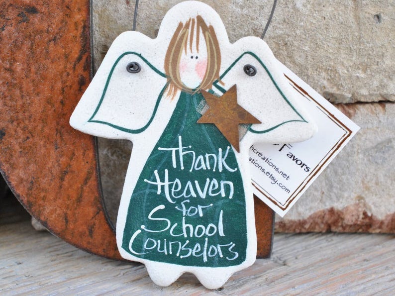 School Counselor Gift Salt Dough Angel Ornament