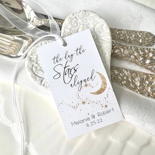 Personalized Tags Stars Wedding Favor Hang Gift Tags Made for You Stars Aligned Tags