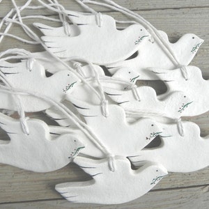 Baptism Decorations Communion or Bridal Shower Dove Personalized Favors Salt Dough Ornament Bild 4