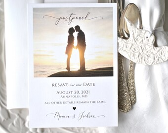 Resave the Date Postponed Wedding Template 5x7 Instant Download Editable DIY Editable Printable Digital Template, Corjl A104