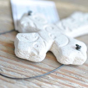 Pearl Shimmer Cross Baptism Favors Imprinted Salt Dough Cross Napkin Ring Ornaments Boy or Girl Baptism image 8