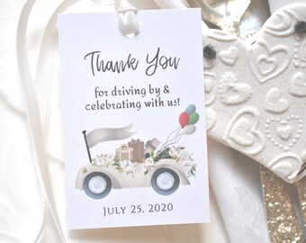 Drive By Parade White Favor Tags Personalized Hang Tags A121