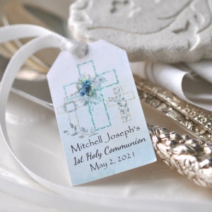 Made for You First Holy Communion Boy Favor Gift Tags Personalized Hang Tags Religious Tag image 4