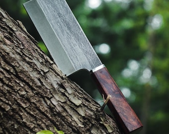Kitchen Cleaver Knife, Handmade Chef Vegetables Knife, Rustic Cooking Cleaver with Wooden Handle, Fathers Day Gift For Him, Chef Gift