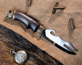 Custom Handmade Fixed Blade with Mirror Finish Steel, Bronze Guard And Pommel, Multifunction Outdoor Utility Tool, Gift For Men