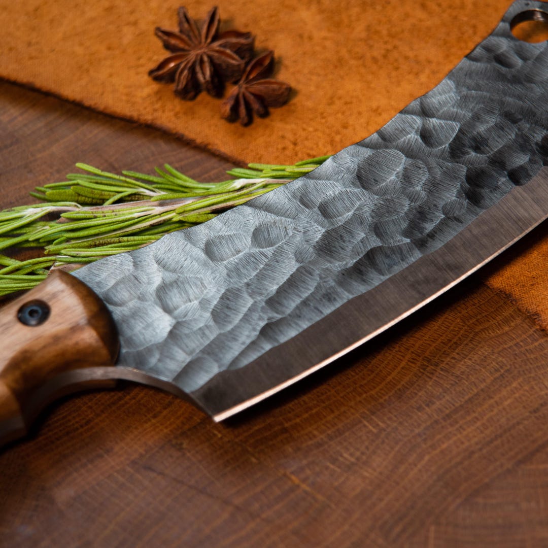 Rustic Cleaver Kitchen Cleaver Knife, Handmade Forged Chef Knife, Wood Handle Meat ...