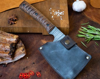 Forged Kitchen Cleaver Knife, Handmade Butcher Knife, Meat Cutting Knife, Fathers Day Knife Gift, Rustic Cooking Tool, BBQ Chopper