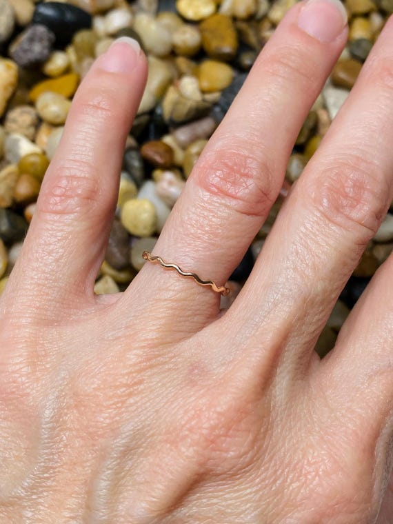 Ripple ring sterling silver 14k gold filled minimal stackable
