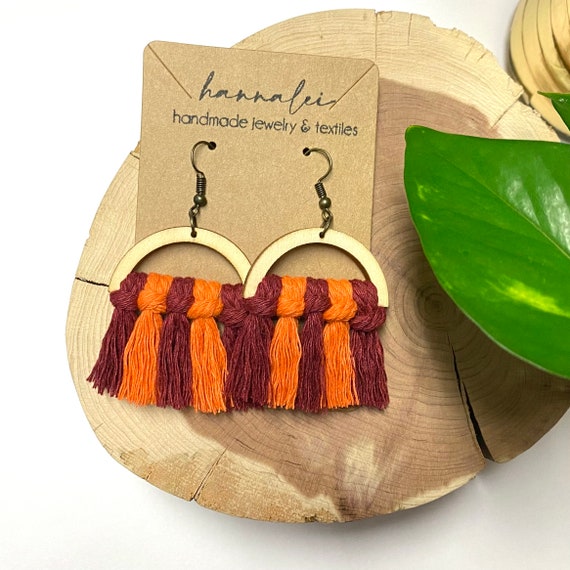 Macrame earrings Virginia Tech college nfl football