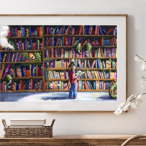 Library Monster Children's wall art, Reading theme, Children's picture, Library art, Whimsical wall art image 2