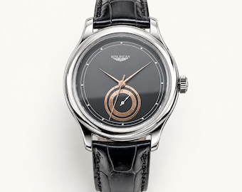 Montre analogique Homme luxe Élégante Minimaliste, Bracelet Cuir Noir, Montre Classique Argentée, Cadeau Homme, Montre Habillée Luxe