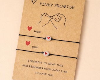 Pinky Promise Couple Bracelets – Mine & Yours Distance Bracelets – Symbolic Love Gift – Promise Bracelet – Valentine's Day Gift