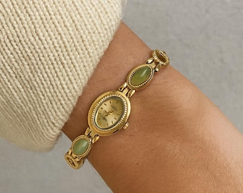 Women's Jewelry Watch with Refined Gemstones - Chic Vintage Style - Elegant and Timeless Gift