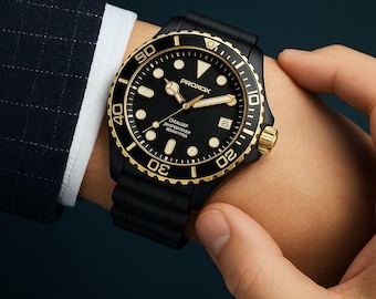 FOXBOX Luminous Quartz Watch: Stainless Steel, Silicone Band