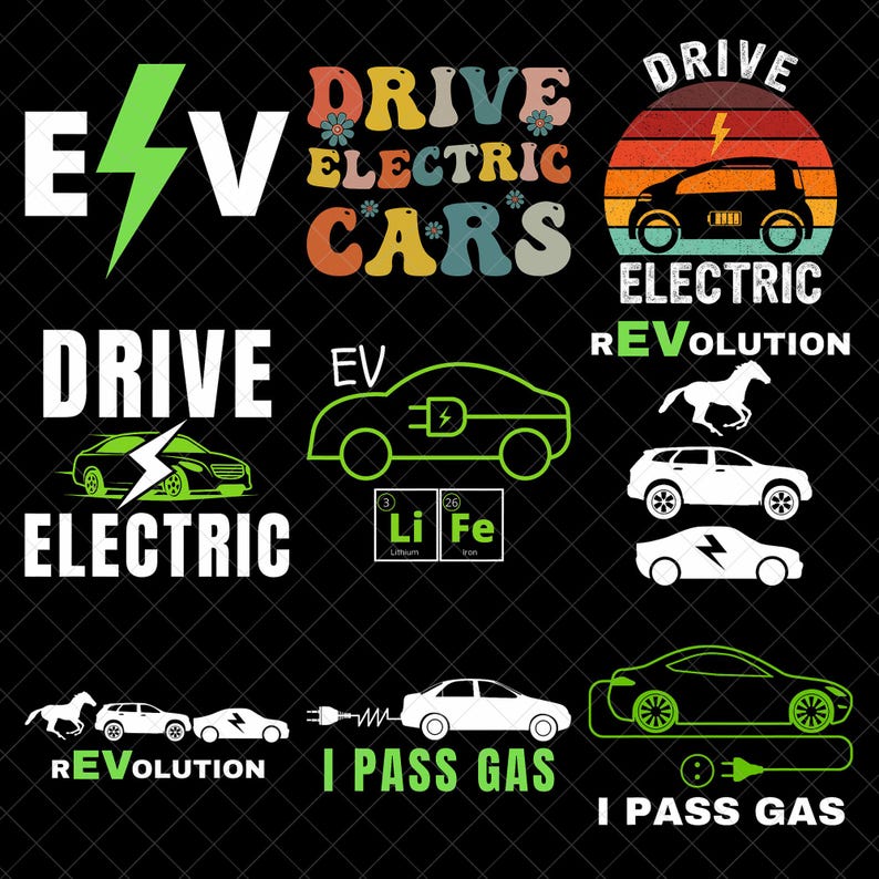 Drive Electric Car PNG Bundle, EV Revolution PNG, Eco Friendly Car Png ...