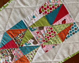 Modern Quilted Table Runner, Summer Whimsy