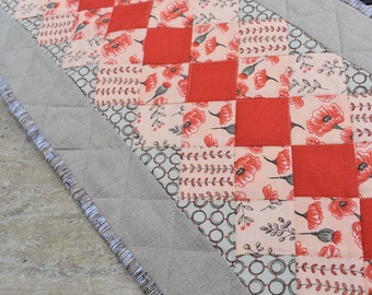 Quilted Table Runner, Poppies