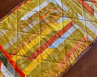 Modern Quilted Table Runner, Yellow Motif #2