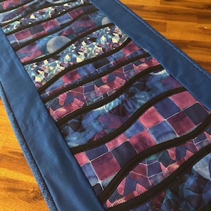 Quilted Table Runner, Elements #5, Shades of Blue