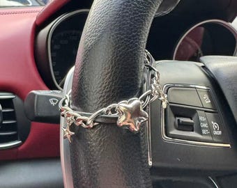 Star Steering Wheel Charm, Silver Car Jewelry, Aesthetic Car Accessories, Minimalist Car Decor, Lucky Gift for Her