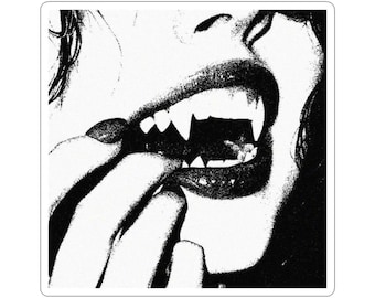 Gothic Vampire Kiss-Cut Stickers: Edgy Laptop & Wall Art