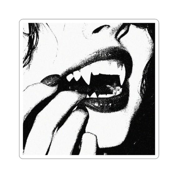 Gothic Vampire Kiss-Cut Stickers: Edgy Laptop & Wall Art