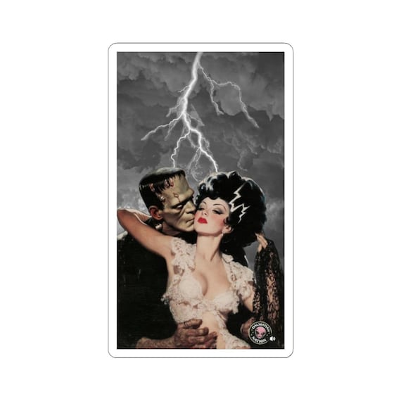 Spooky Romance Kiss-Cut Stickers, Halloween Decor, Gothic Aesthetic, Laptop Decals, Vintage Style, Horror Stickers