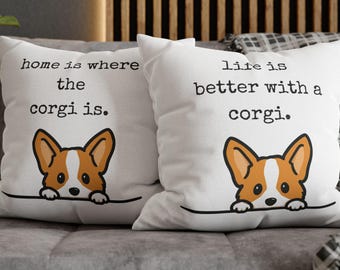 Corgi Throw Pillow Cover - Dog Accent Pillow - Home Decor
