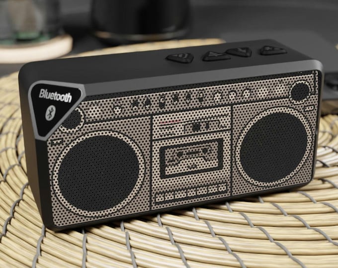 Mini Bluetooth Speaker, Retro Boombox Portable Music Player, 80s Design, Wireless Speaker, Gift for Music Lovers, Vintage Sound System