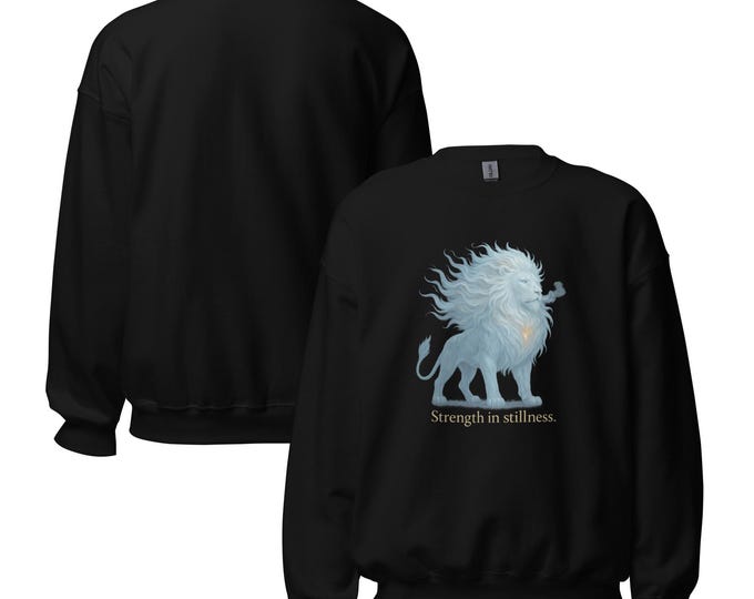 Frost Lion Sweatshirt – Aurora Spirit Streetwear Pullover | Dawn Guardian Crewneck