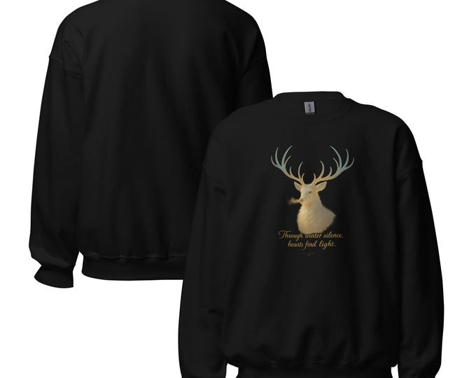 Solstice Stag Sweatshirt – Winter Spirit Streetwear Pullover | Celestial Forest Crewneck