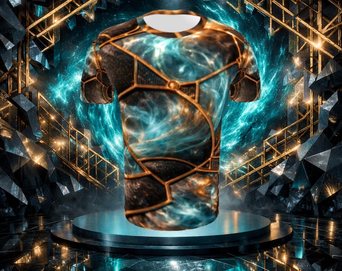 Black Blue Gold Recycled Polyester Men's T-Shirt Allover Print Cyberpunk Techwear Graphic Streetwear Tee