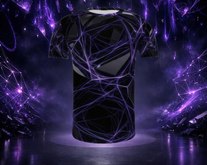 Cyberpunk Techwear Shirt Men Violet Black Recycled Aesthetic Streetwear Graphic Tee
