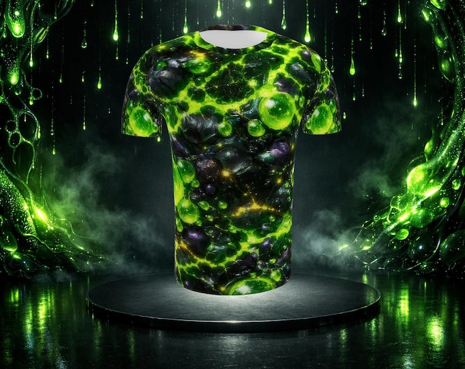 Green Yellow Black Recycled Polyester Men's T-Shirt Allover Print Cyberpunk Techwear Streetwear Graphic Tee