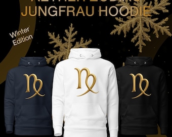 Zodiac Hoodie Virgo Gold Symbol Unisex Black Streetwear Gift
