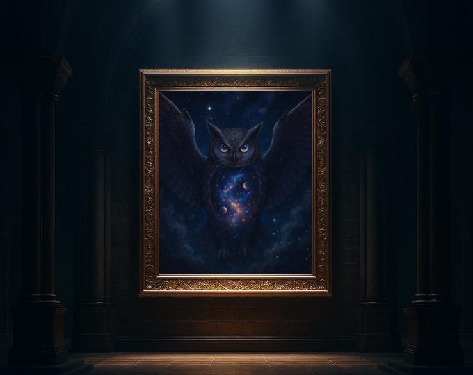 Digital Download Art Print | Cosmic Owl Wall Art | Quantum Mind Artwork | AETHOOK Noctis Strigidae