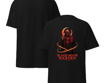 Dark Fantasy Streetwear T-Shirt – Gothic Samurai Graphic Tee | Unisex Blood Moon Warden Art Shirt