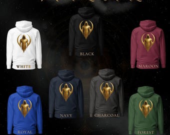 Unisex Streetwear Hoodie with Golden Symbol – Minimalist Graphic Hoodie – Dark Aesthetic Design