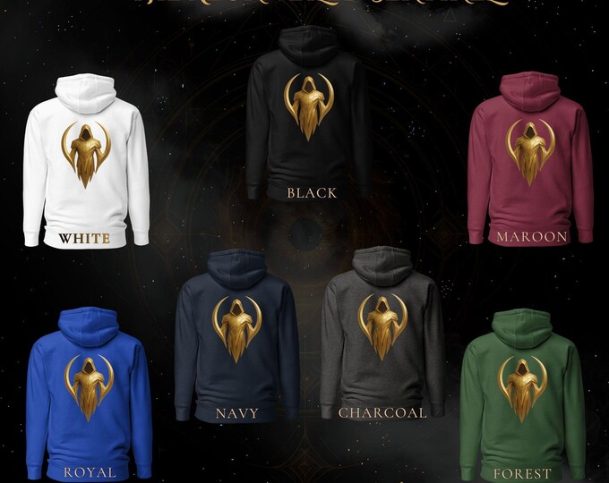 Unisex Streetwear Hoodie with Golden Symbol – Minimalist Graphic Hoodie – Dark Aesthetic Design