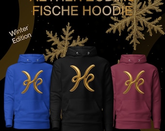 Zodiac Hoodie Pisces Gold Symbol Unisex Black Streetwear Gift